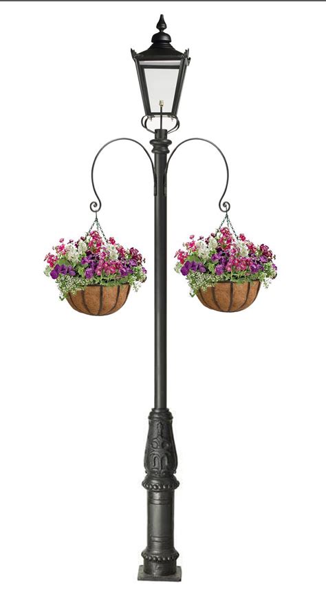 hanging basket brackets for a metal lamp post|hanging basket light pole.